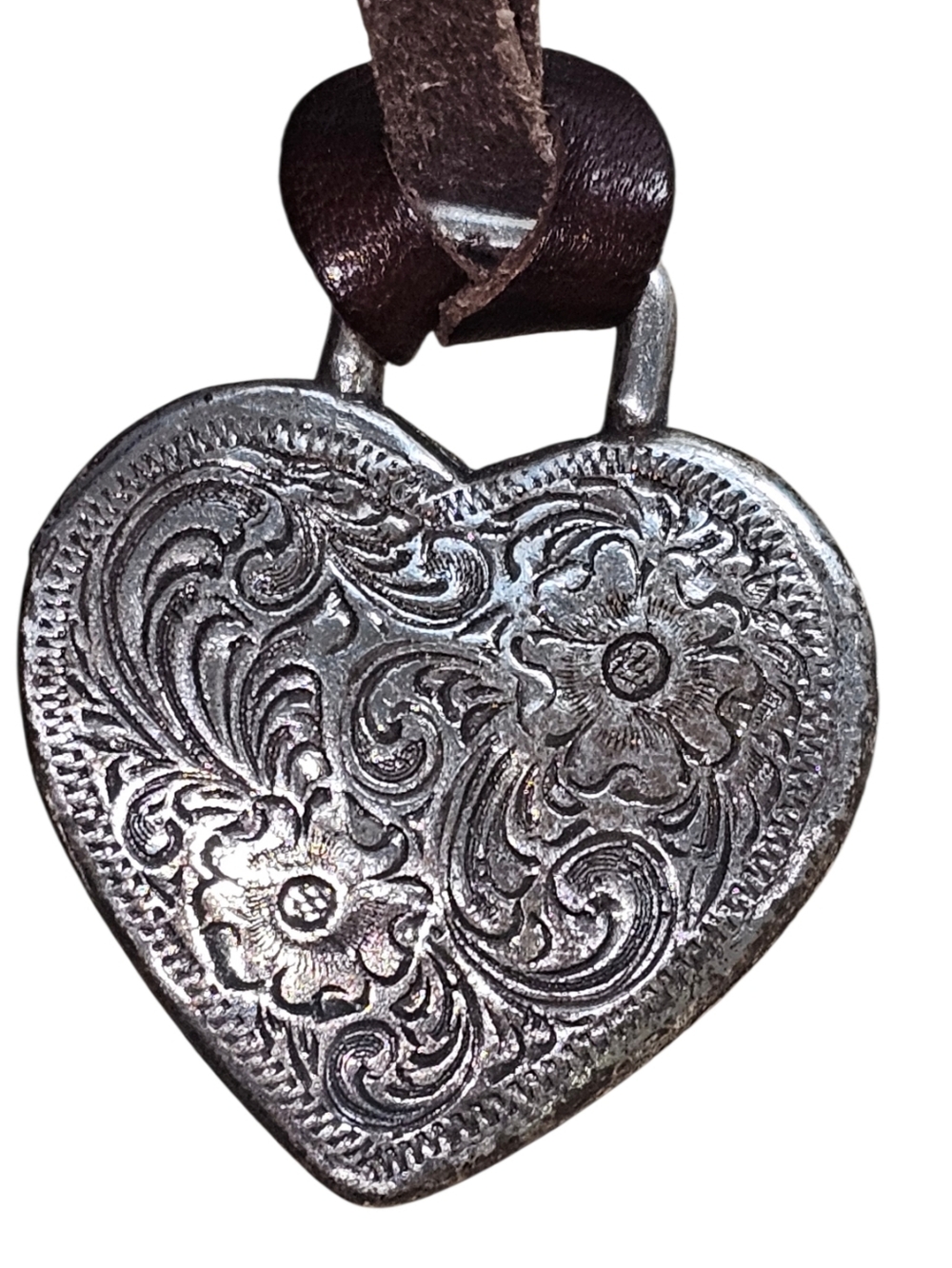 Vintage Brighton Croc Embossed Leather Crossbody Western Heart Charm + Dust Bag - Picture 6 of 10